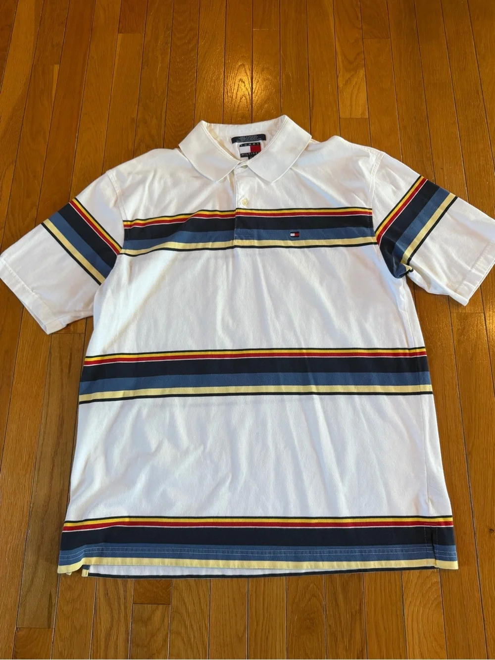 2 Tommy Hilfiger Striped & JCrew Blue Short Sleeve Polo Shirts Mens XL
